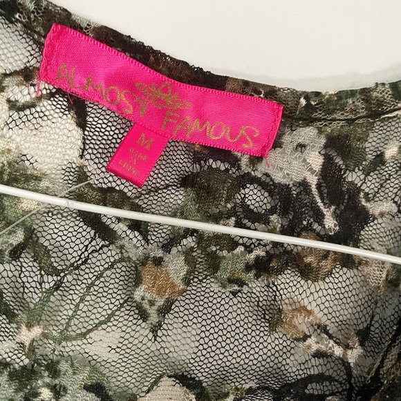 See Through Lace Almost Famous Olive Color Floral Tank. Size M. NWT. - Picture 4 of 9